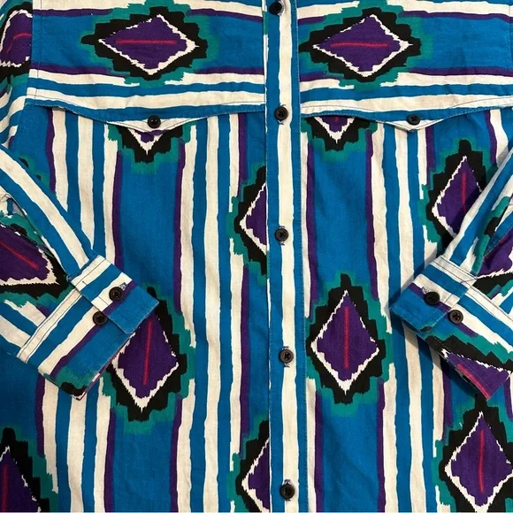 Vintage Ruddock Bros Western Roper Rodeo Button Down Colourful Long Sleeve Small - Picture 8 of 16